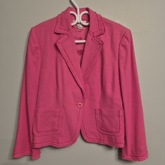 Nygard Collection Women's Feminine Silk Blend Pink Barbie Blazer Size 12 - Picture 2 of 5